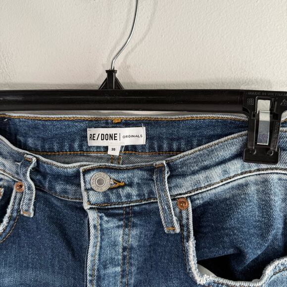 Re/Done Cigarette High Rise Slim Ankle Length Denim Jeans Retro Stone Size 30 - Picture 3 of 12